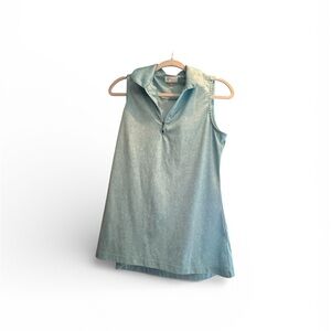 Greg Norman Collection Sleeveless Zip Polo in Teal